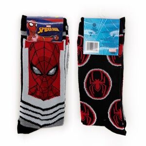 Marvel Spider-Man Spiderman Crew Socks Mens Womens Disney Avengers Gift 2 Pairs